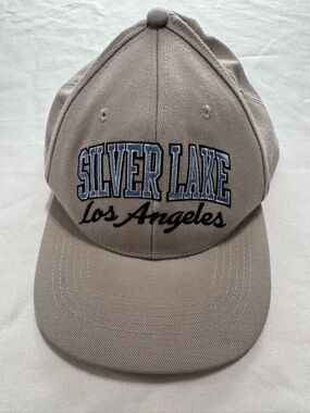 Beige LA Baseball Cap Silver Lake Hat Neutral Dad Hat Adjustable